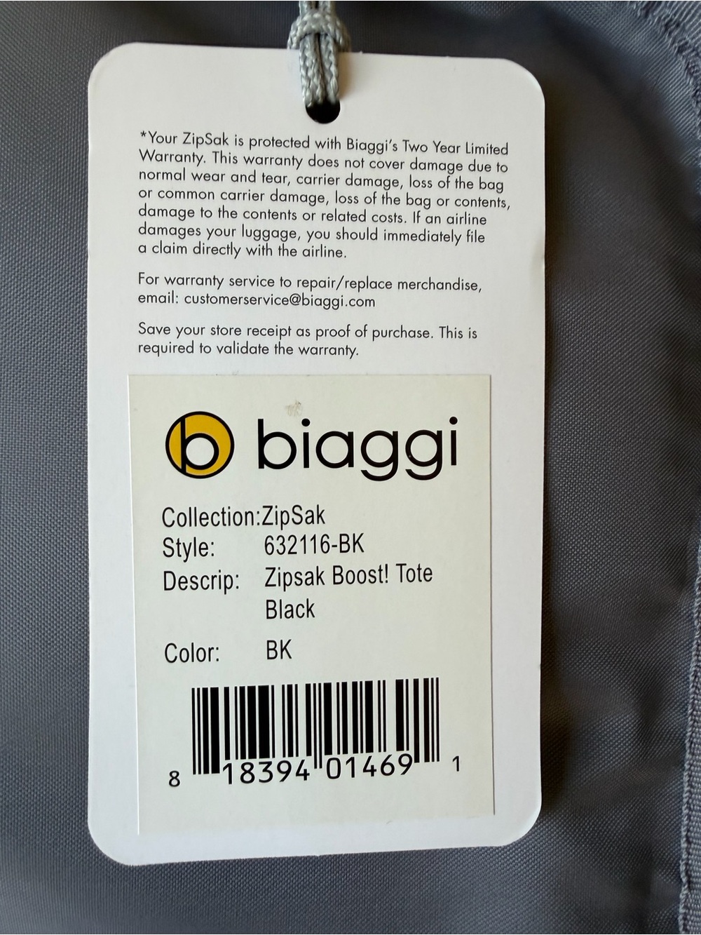 NWT Biaggi zipsak boost! tote - Black Folding & Expanding Tote - Picture 3 of 5